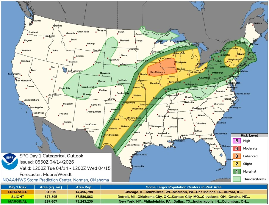 spc categorical outlook valid 12z april 14 to 12z april 15 2026