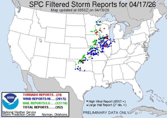 spc filtered storm reports for april 17 2026