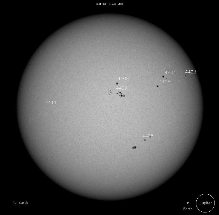 sunspots on april 4 2026 sdo hmi