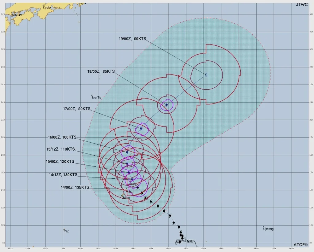 super typhoon sinlaku jtwc forecast track 0300 utc april 14 2026