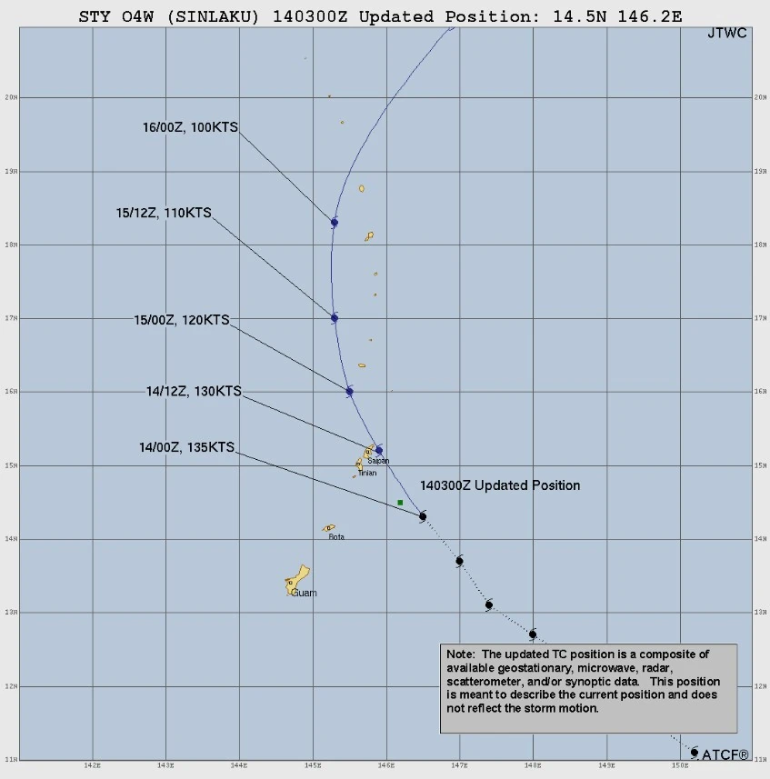 super typhoon sinlaku updated position 0300 utc april 14 2026