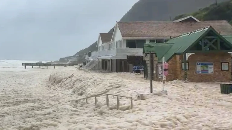Heavy wave action elevated sea conditions Victoria Bay resulted in seawater pushing up past the public restrooms and into surrounding areas on May 6, 2026