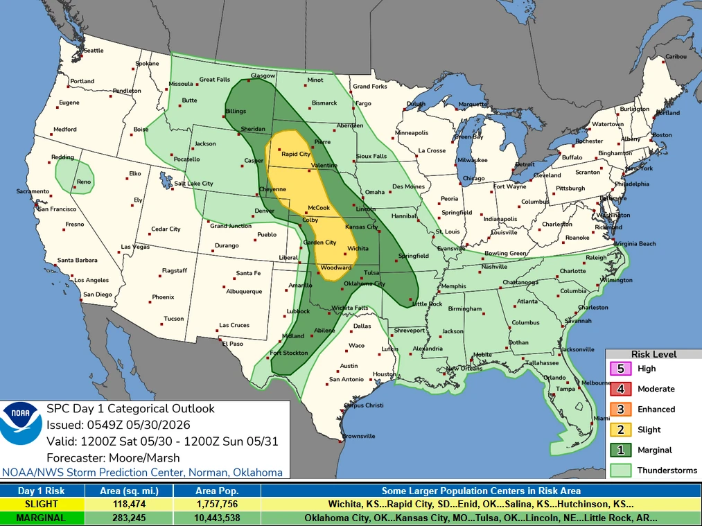 SPC day-1 convective outlook-May 30, 2026