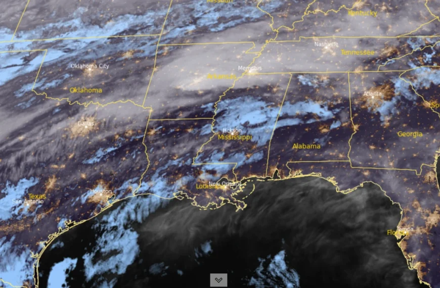 Satellite image of southeastern USA at 0810 UTC on May 6, 2026
