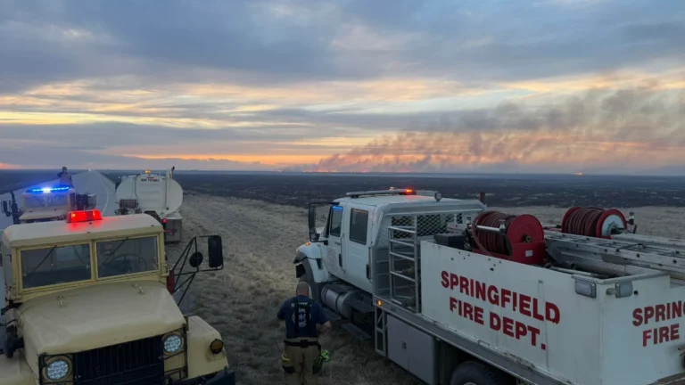 Smoke rising from the wildfire burning near Campo Colorado on May 17, 2026