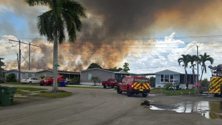 Wildfire in Broward County sending smoke to Pembroke Pines on May 10, 2026