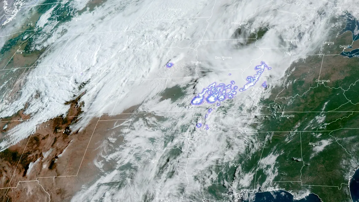Satellite image with lightning mapper acquired at 13:30 UTC on May 18, 2026