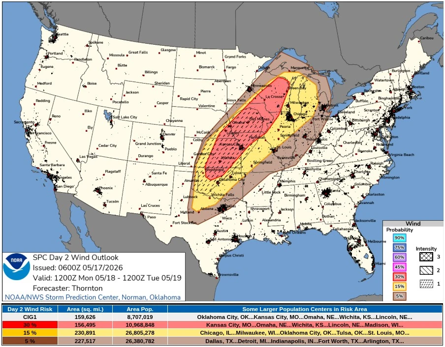 day 2 wind outlook valid 24 hours to 1200 utc may 19 2026