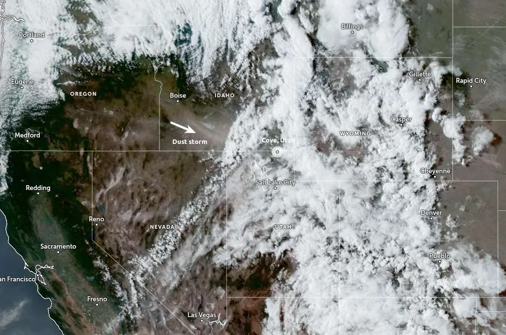 dust storm forming idaho into utah may 13 2026 a
