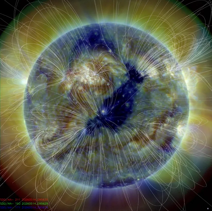 earth facing coronal hole may 14 2026 sdo bg