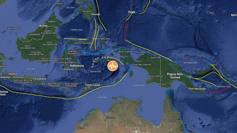 Epicenter of M6.2 earthquake in Banda Sea, Indonesia on May 14, 2026. Credit: TW/SAM, Google