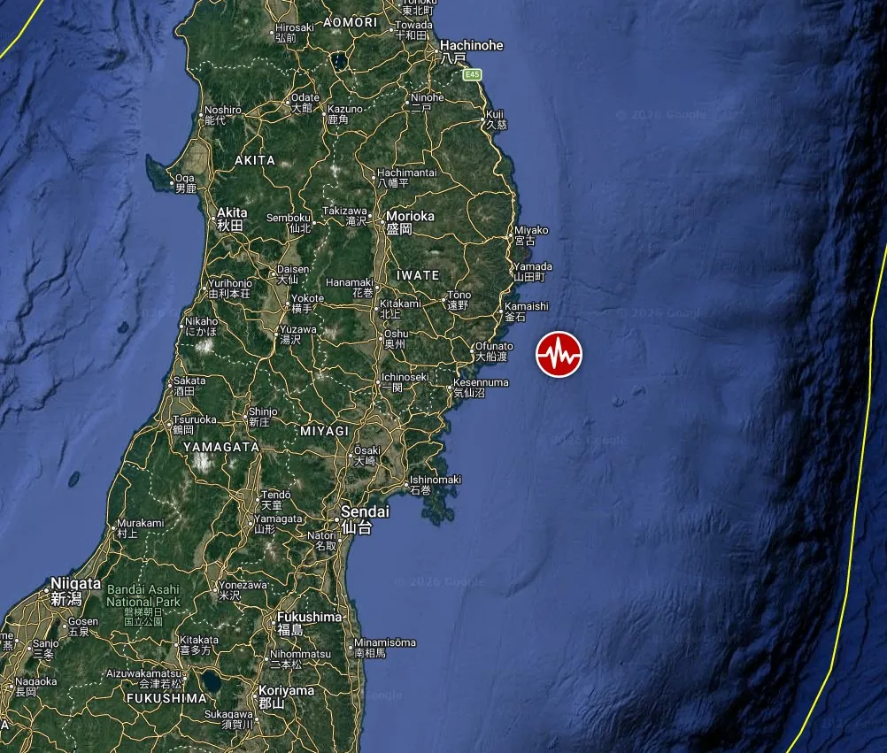 epicenter m6.7 earthquake near east coast of honshu japan may 15 2026 bg