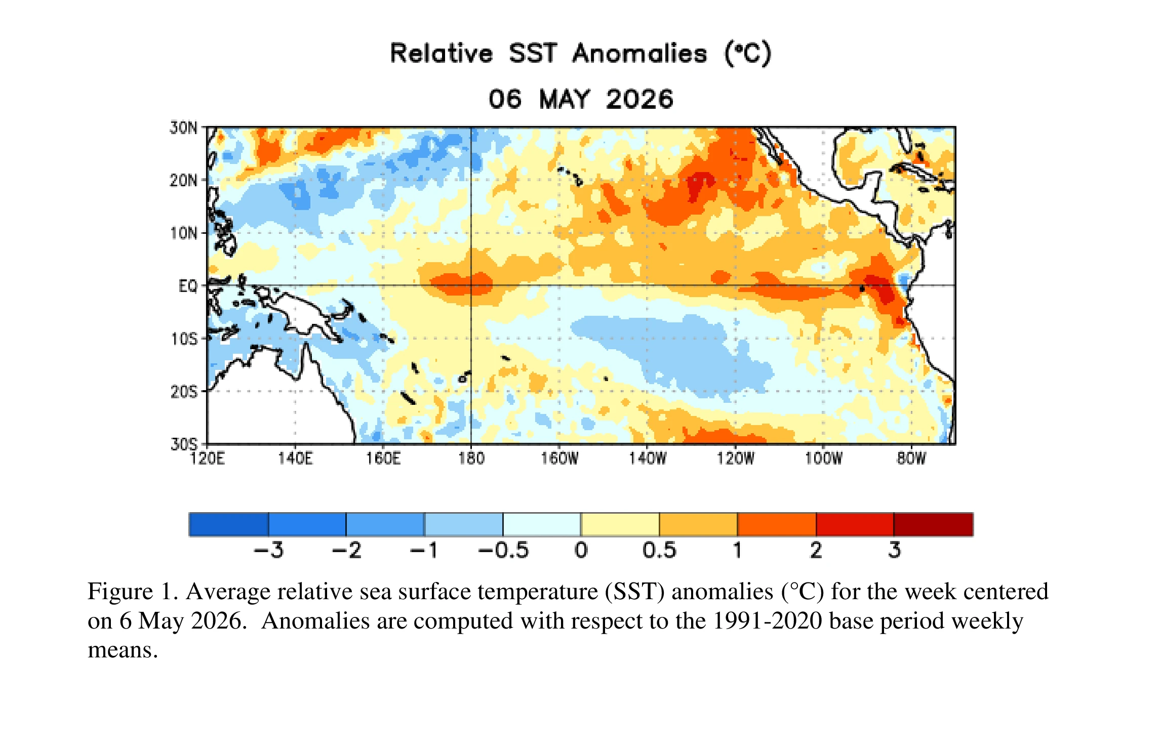 near-average sea surface temperatures (SSTs) in the east-central equatorial Pacific Ocean- NOAA-CPC