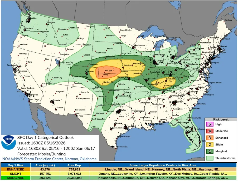 spc day 1 categorical look valid 24 hours to 1200 utc may 17 2026