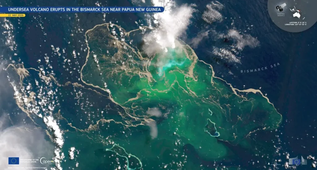titan ridge submarine volcano eruption satellite image may 22 2026 full