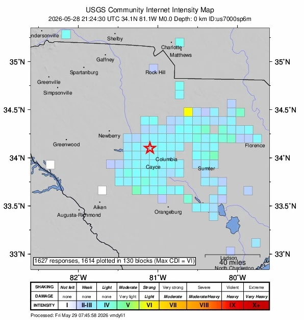 usgs community internet intensity map m00 sonic boom 2124 utc may 28 2026