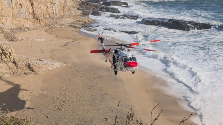 Alma Helitack Copter 614 brought one patient from the beach to the bluffs