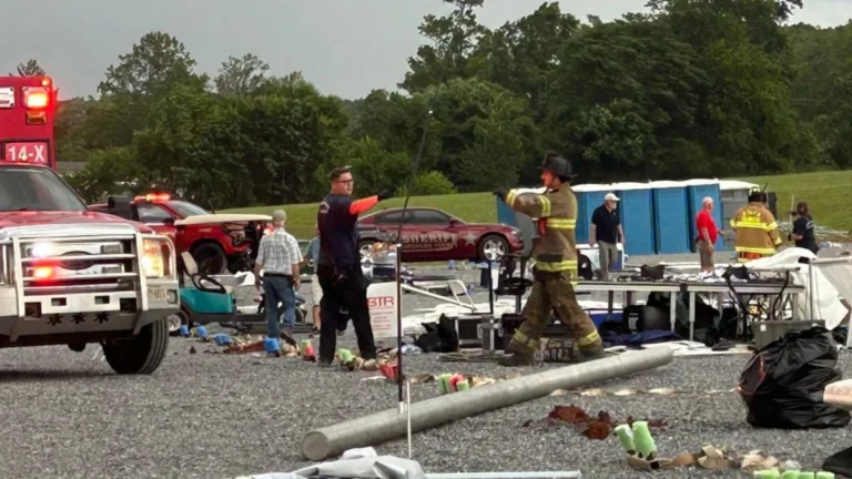 Damage caused by strong winds at EastLake Community Church in Moneta, Virginia on June 12, 2026