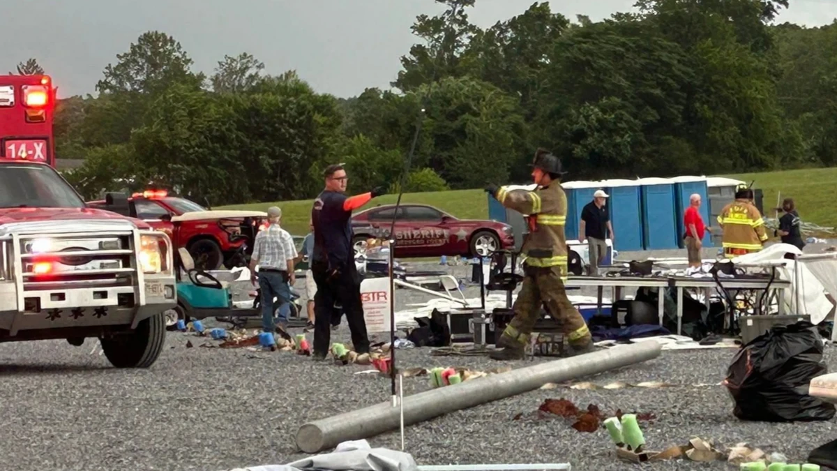 Damage caused by strong winds at EastLake Community Church in Moneta, Virginia on June 12, 2026