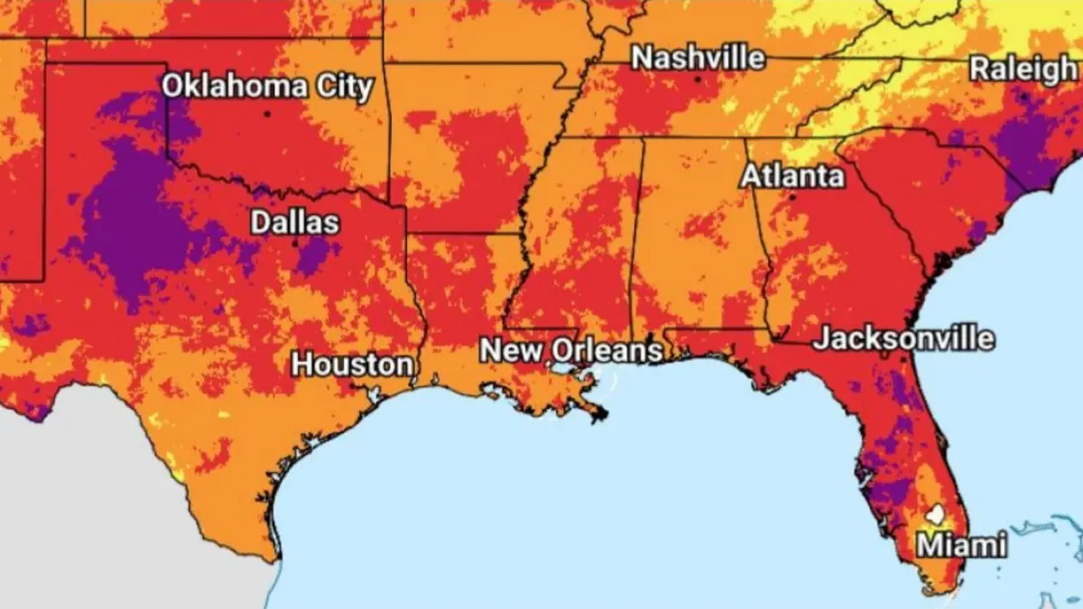 Hot and humid conditions are expected to expand across the southern U.S. beginning this weekend