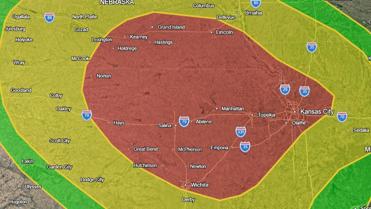 Google earth overlay of Moderate Risk Excessive rainfall outlook issued June 21, 2026. Credit: NWS/WPC, Google Earth, The Watchers