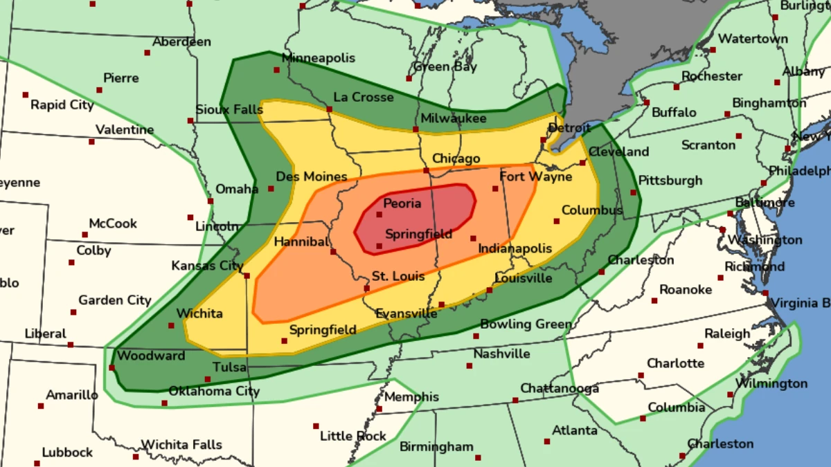 Moderate risk of severe thunderstorms issued by SPC on June 17, 2026