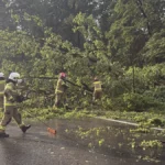 Polish fire service officers clearing tornado damage left due to a tornado in May by severe storms in southern Poland on May 30, 2026. Credit: Państwowa Straż Pożarna