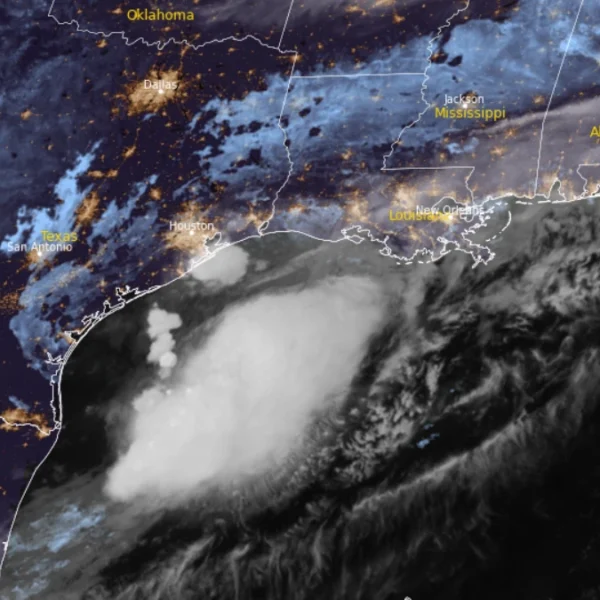 Satellite image of Potential Tropical Cyclone 1 at 0900 UTC on June 17, 2026