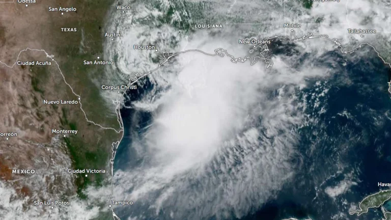 Satellite image of Tropical Storm Arthur at 1650 UTC on June 17, 2026