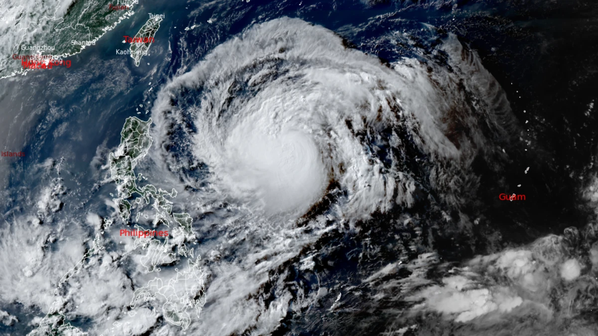 Satellite image of Typhoon Mekkhala at 0840 UTC on June 21, 2026