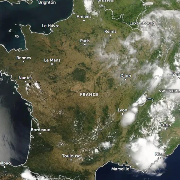 HD Satellite image of France on at 13:20 UTC June 23, 2026.