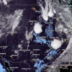 Satellite image of the USA at 1120 UTC on June 8, 2026
