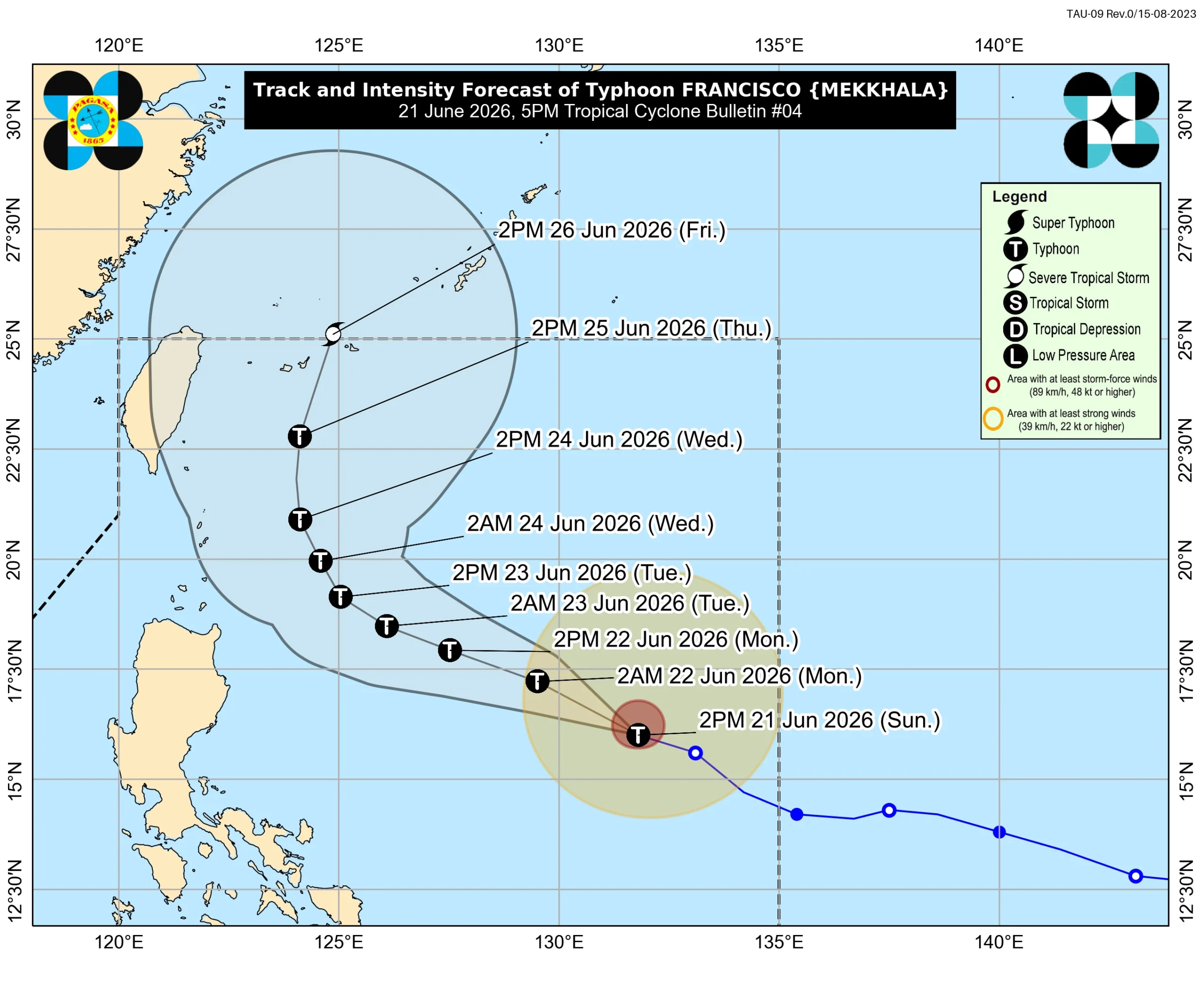 Typhoon Mekkhala forecast track-pagasa-june 21, 2026