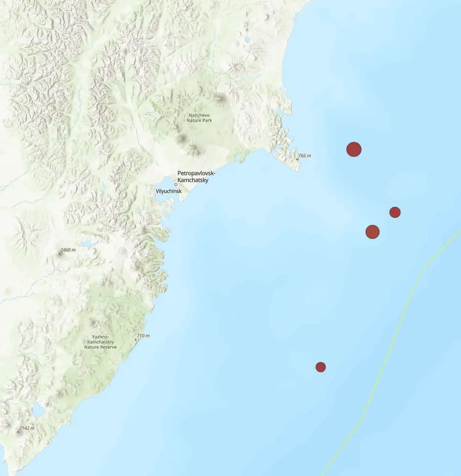 earthquakes near east coast of kamchatka russia 24 hours to 0800 utc on june 19 2026