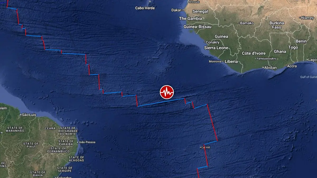 epicenter m6.6 earthquake central mid atlantic ridge june 17 2026