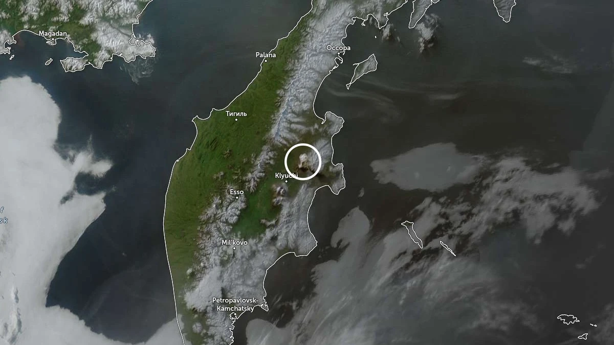 sheveluch russia satellite image 0830 utc june 6 2026