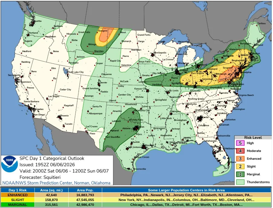 spc day 1 convective outlook june 6 2026 er