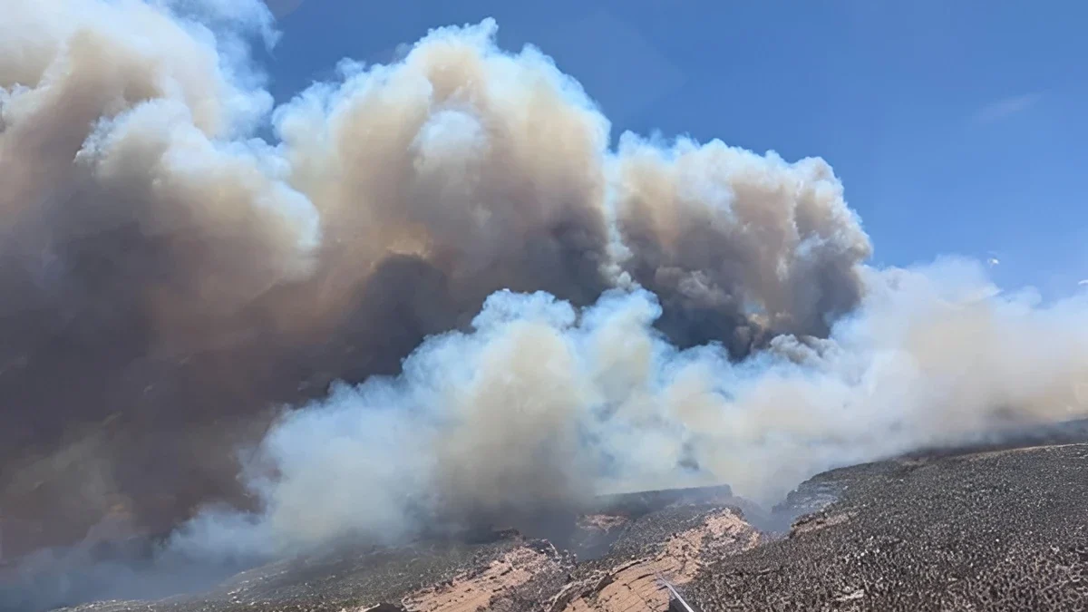 A photo of what's become the Snyder Fire, a combination of several fires that ignited Saturday in western Colorado and eastern Utah. Credit: U.S. Bureau of Land Management