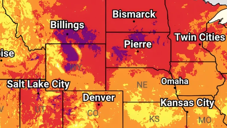 Heatrisk forecast map for intermountain west and Plains-NWS-WPC-July 10-15,2026 - feature