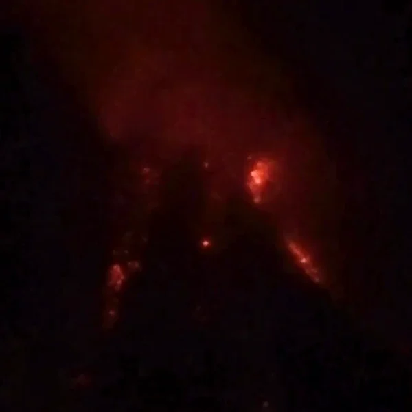 Lava effusions at the Mayon Volcano in Philippines on July 14, 2026