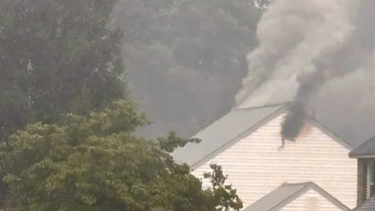 Lightning caused fire at a home in Chesterfield County, Virginia on July 6, 2026