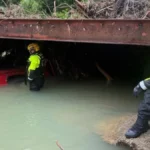 MSEMA operatives recovering vehicle swept away by floodwaters in Missouri on July 11, 2026