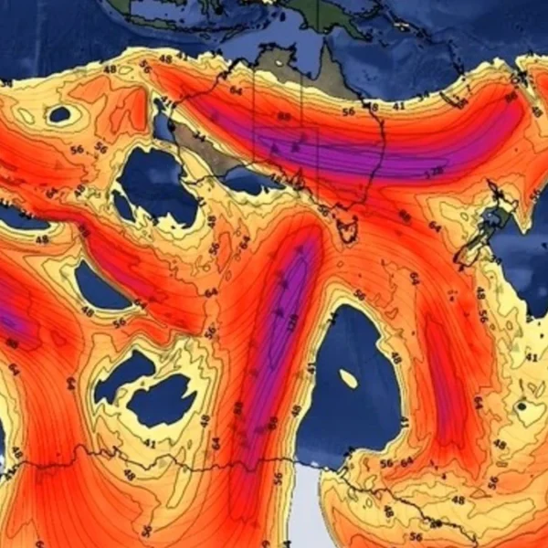 Modelled 300 hPa jet stream winds at 10am AEST on July 23, 2026