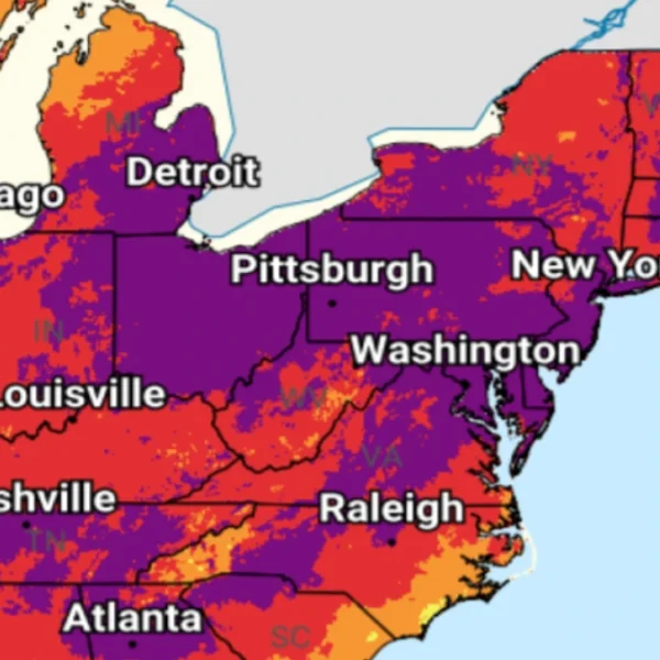 NWS extreme heat risk map for July 4, 2026