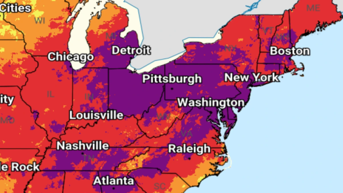 NWS extreme heat risk map for July 4, 2026
