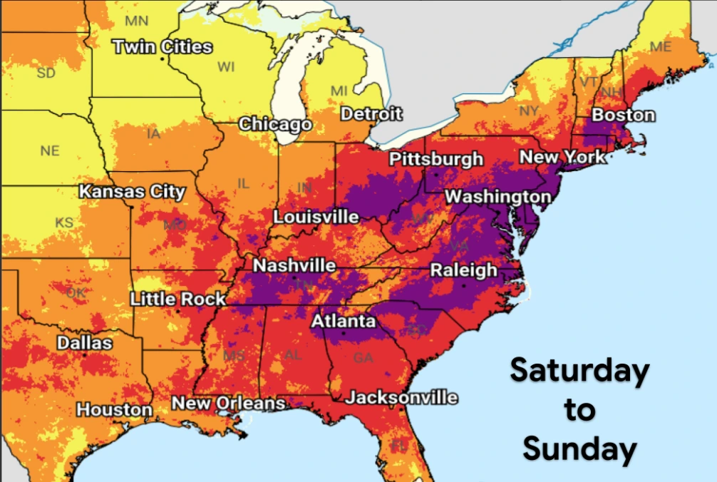 NWS maximum heat forecast map July 5-6, 2026