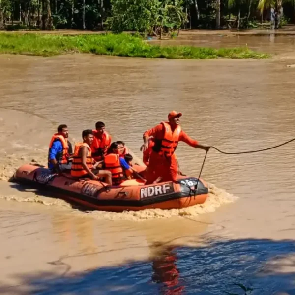 SDRF teams deliver reliev items to flood victims in jorhat disctrict assam july 2026