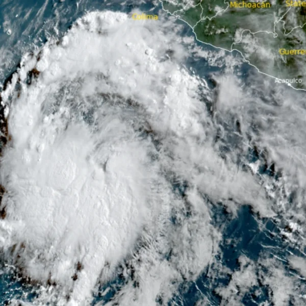 Satellite image of EP96 at 1600 UTC on July 14, 2026