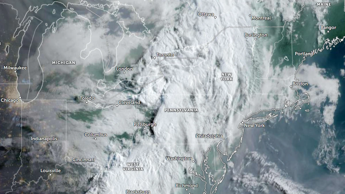 Satellite image of Northeast USA at 1150 UTC on July 28, 2026