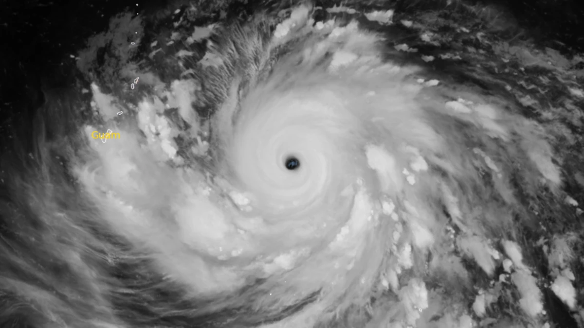 Satellite image of Super Typhoon Bavi at 10:10 UTC on July 4, 2026